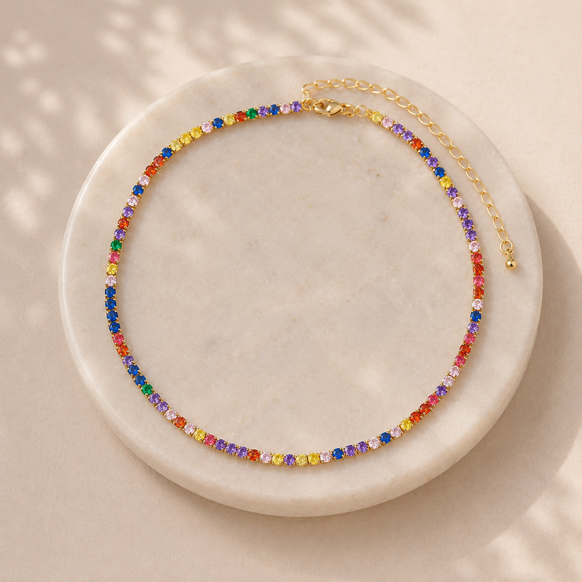 Collana Girocollo con Zirconi Naturali Multicolore - Unica e Raffinata